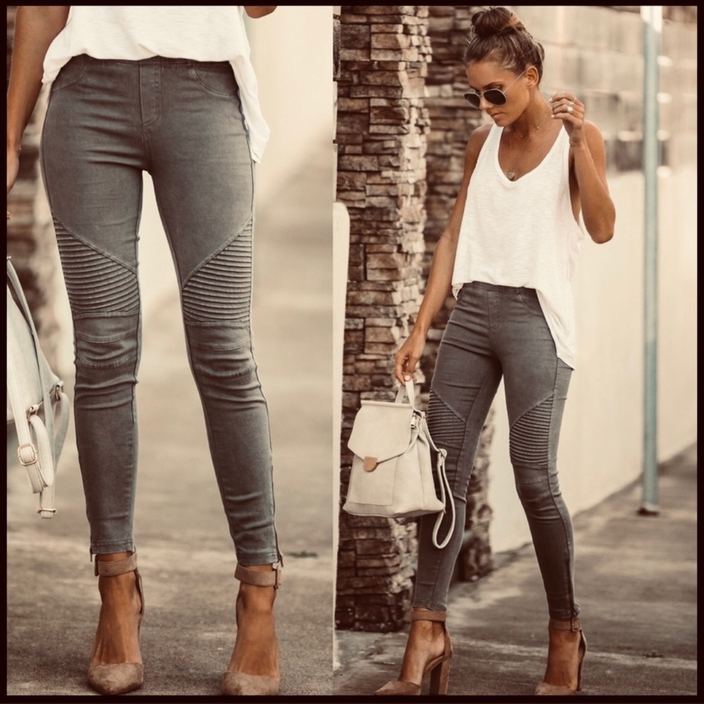 Charcoal grey zipper detail best motto jeggings